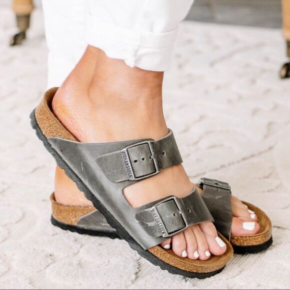 BIRKENSTOCK ARIZONA IRON Soft Footbed Waxy Leather Regular Fit - Picture 2 of 16